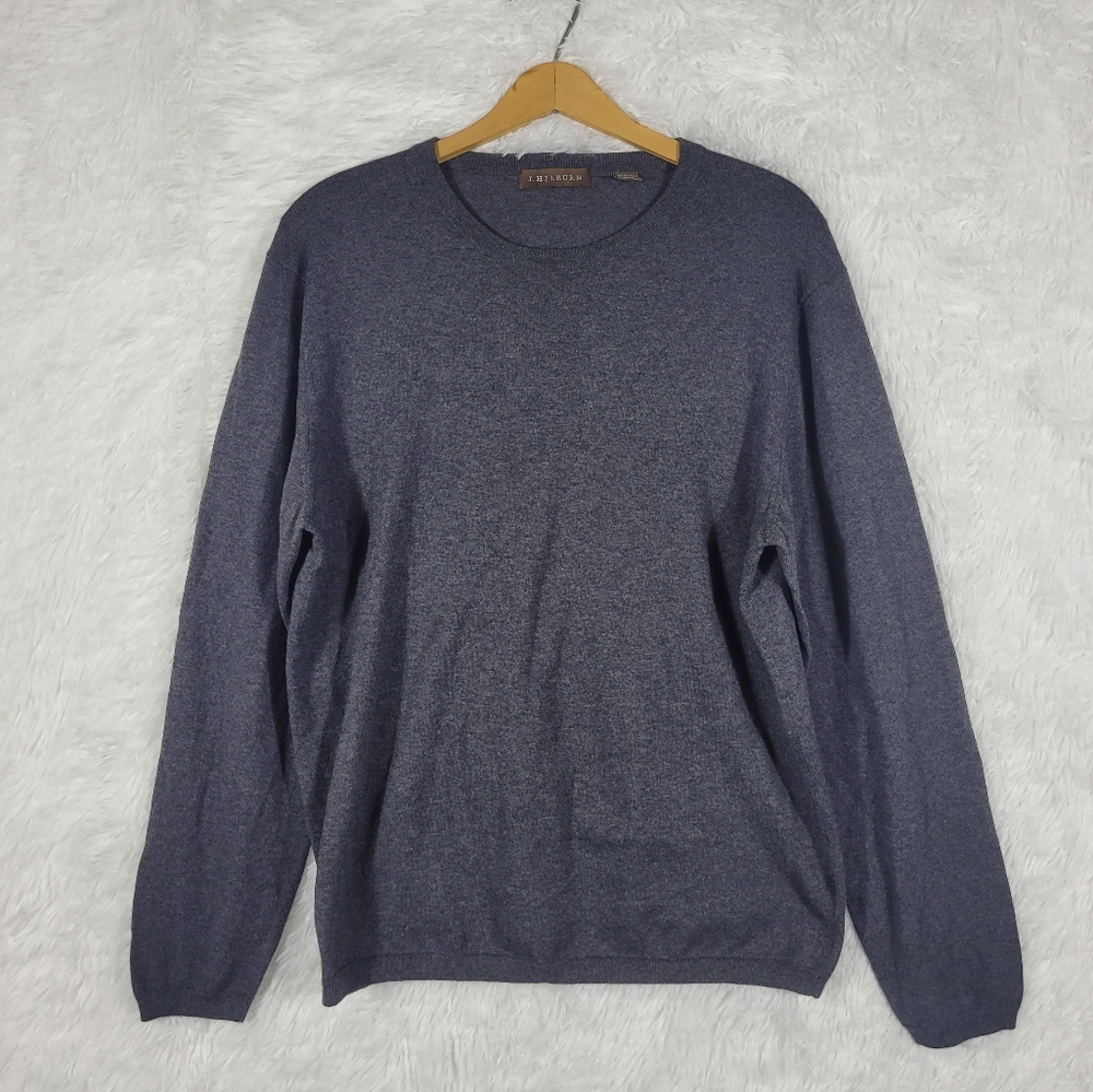 J Hilburn Cashmere Cotton‎ Blend Sweater Mens M Charcoal Gray Quiet Luxury
